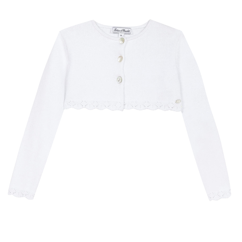 Cardigan - court blanc tricot junior