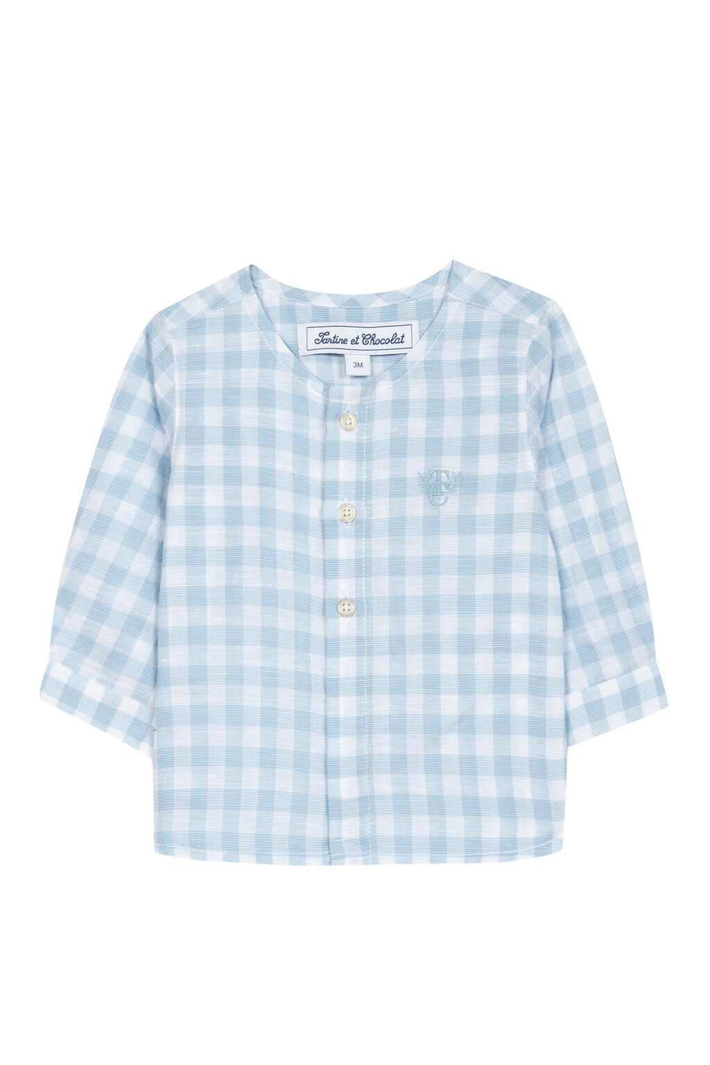 Shirt - Cotton Two-tone gingham long sleeves