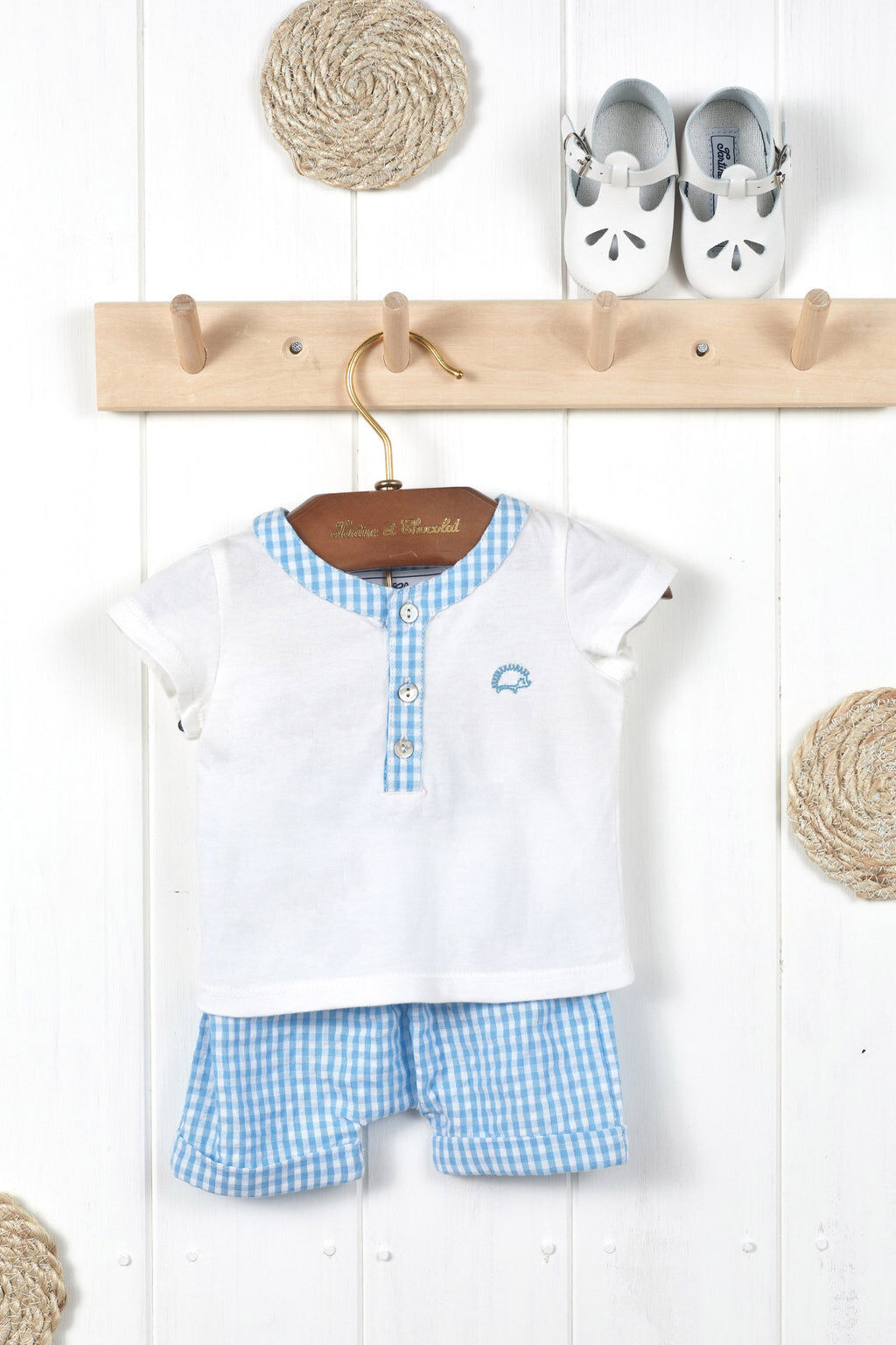 Outfit short - Cotton Two-tone gingham Blue horizon
