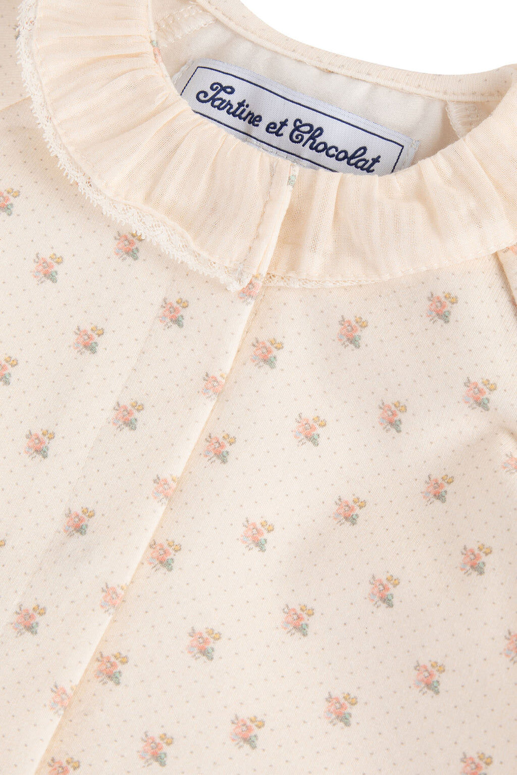 Pyjamas - Jersey Print floral Ruffled collar