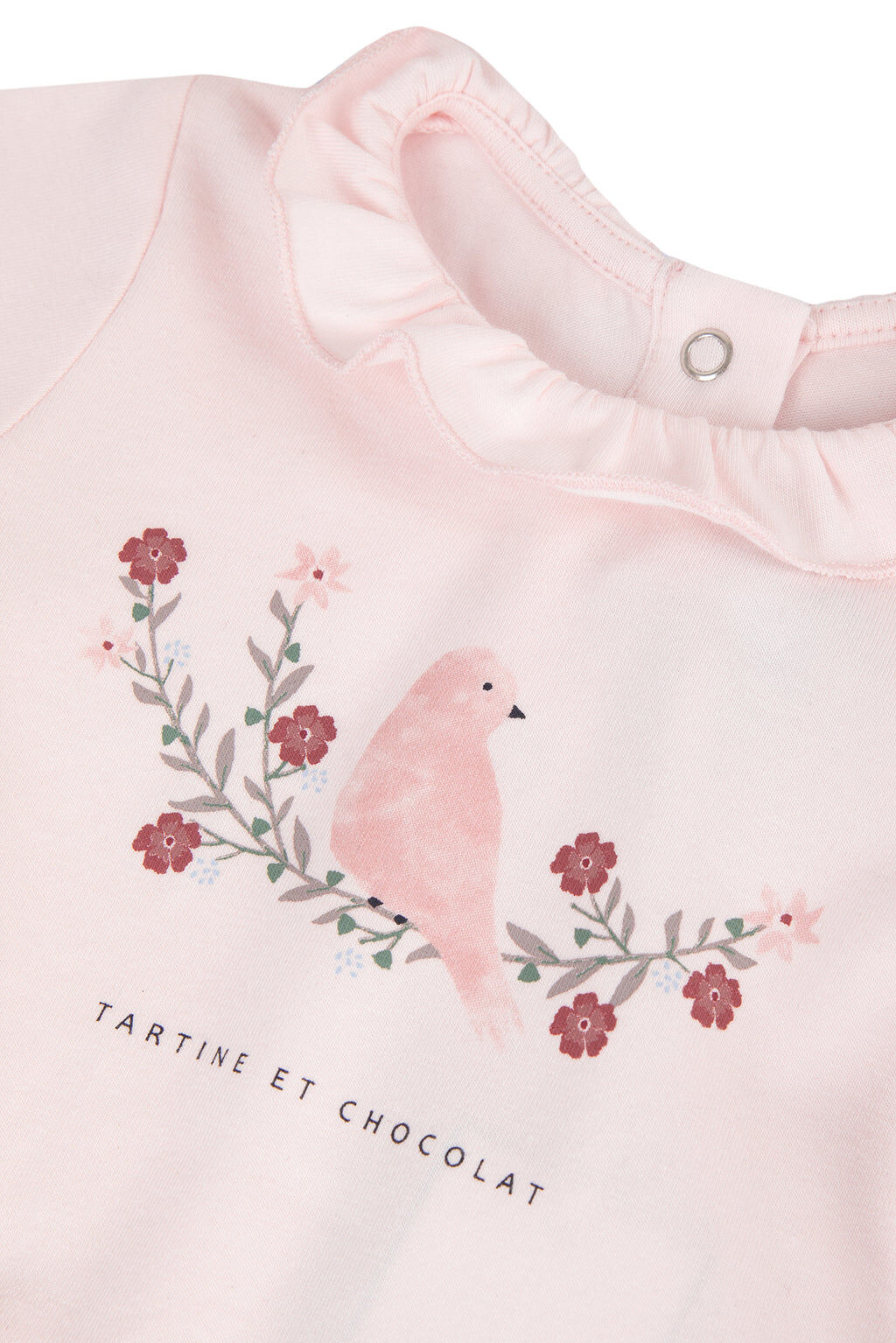 Tee-shirt - Rose pâle illustration oiseau