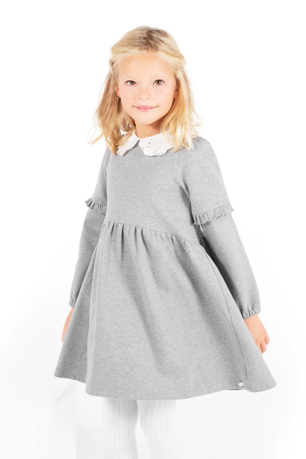 Robe - Gris chiné col claudine