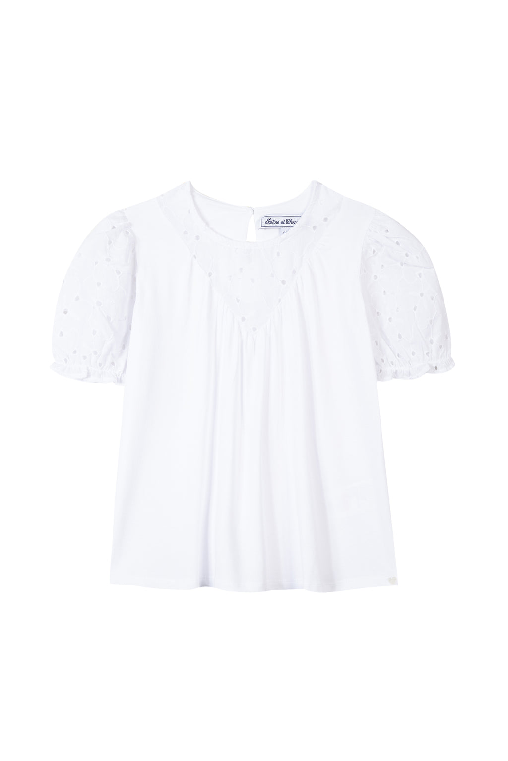 T-shirt - Blanc broderie anglaise