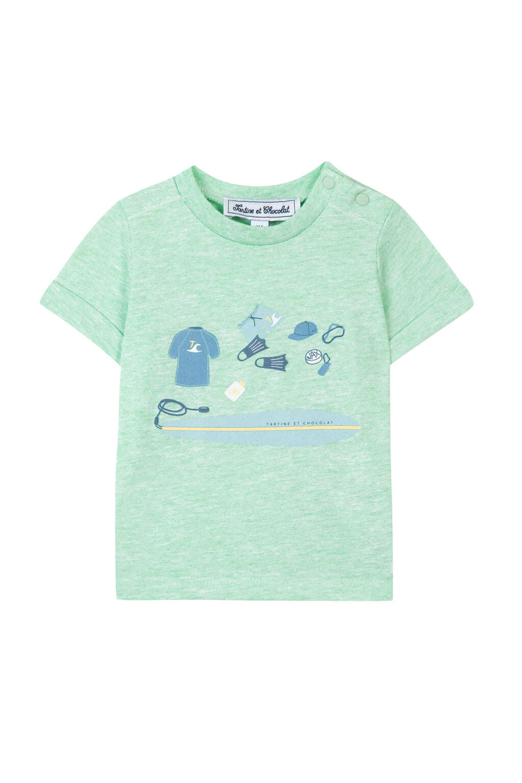 T-shirt -  Vert illustration surfeur