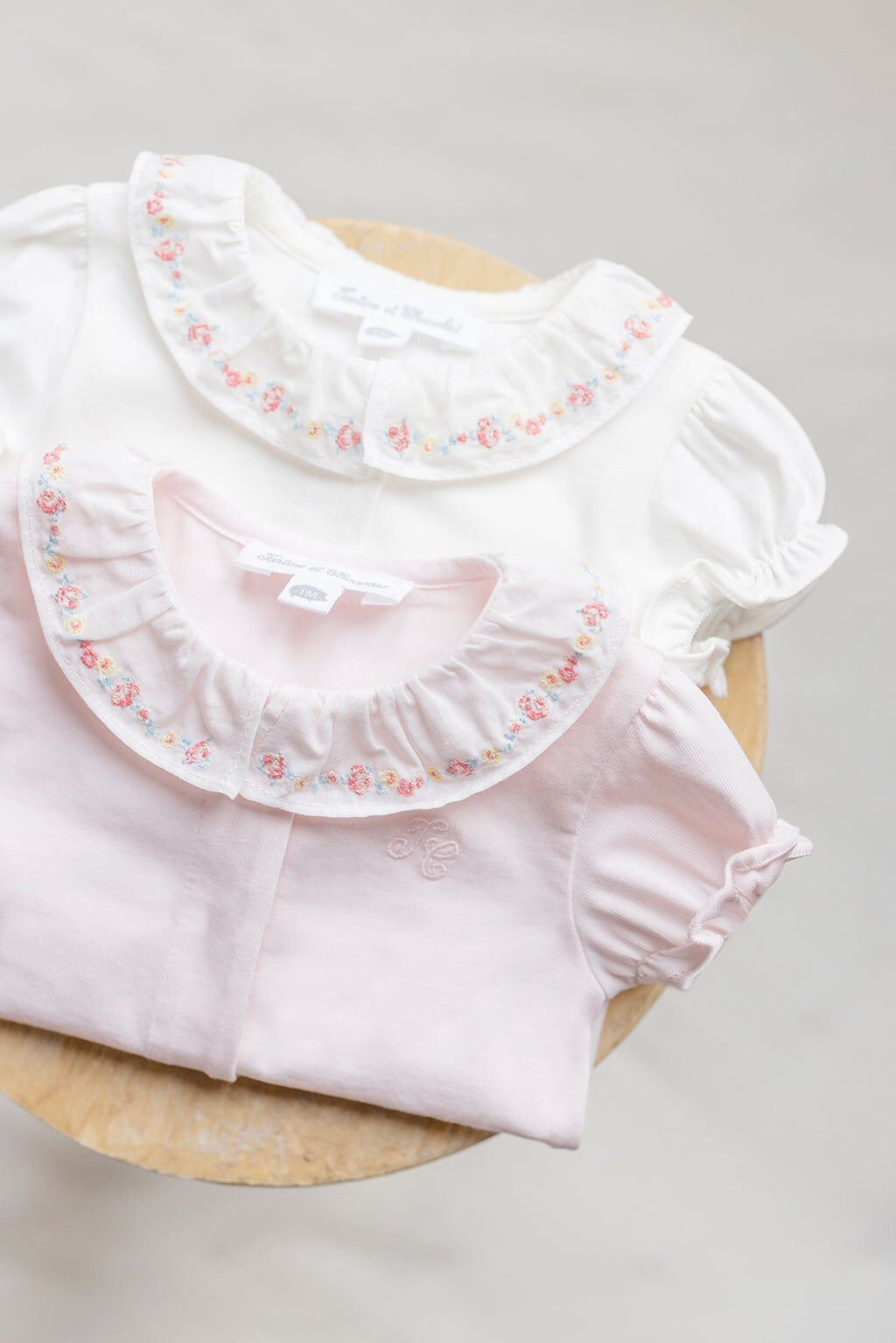 body - Pink Ruffled collar Embroidered