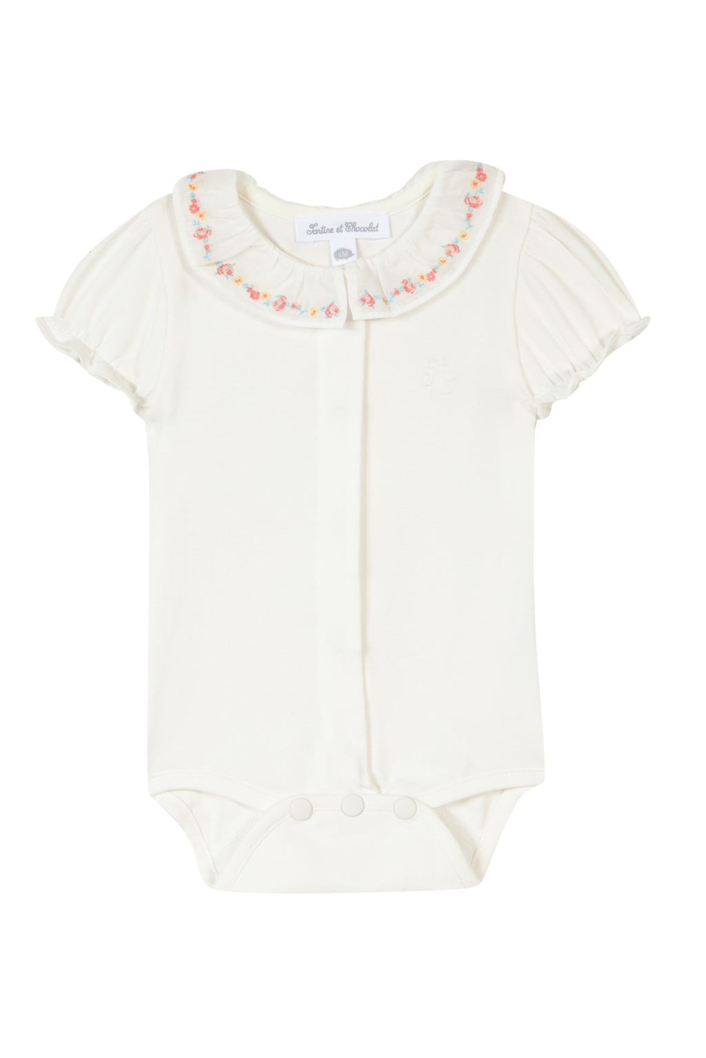 body - Mother-of-pearl Ruffled collar Embroidered