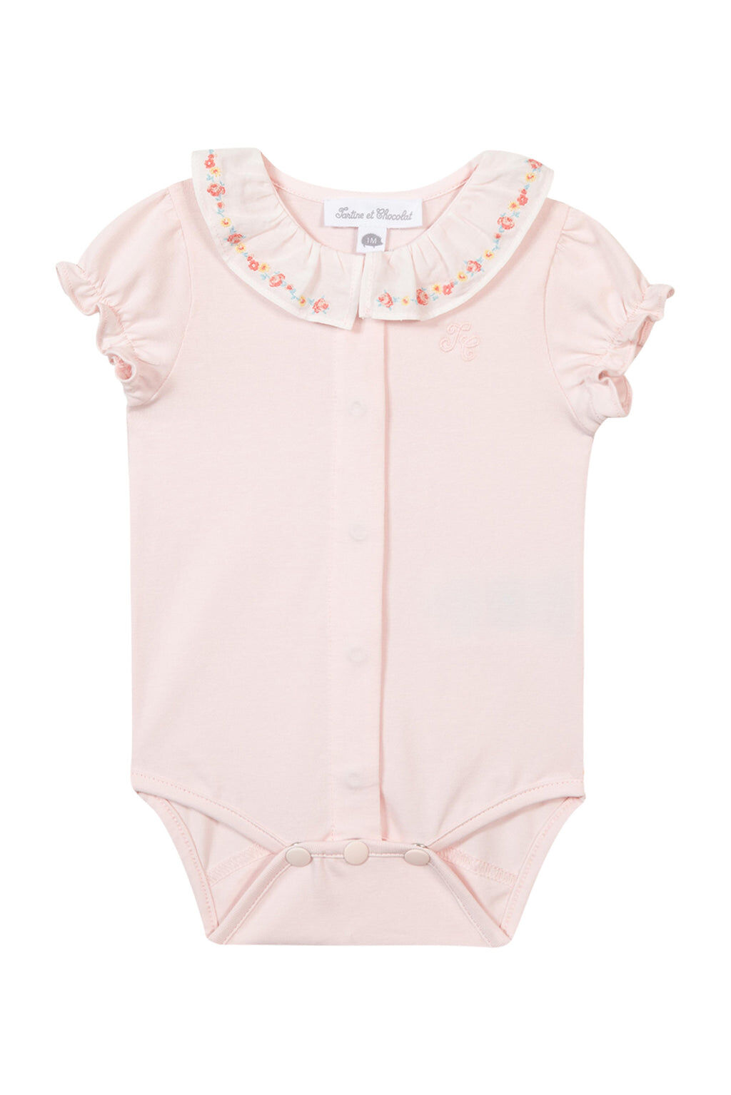 body - Pink Ruffled collar Embroidered