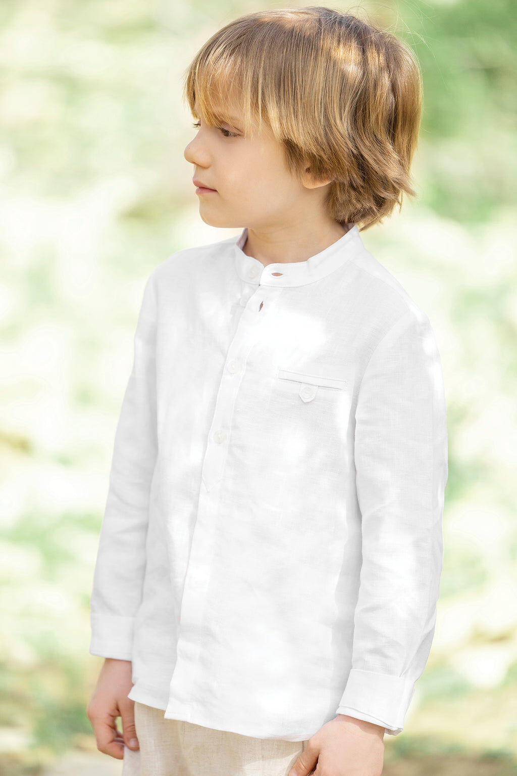 Chemise - Lin blanc manches longues