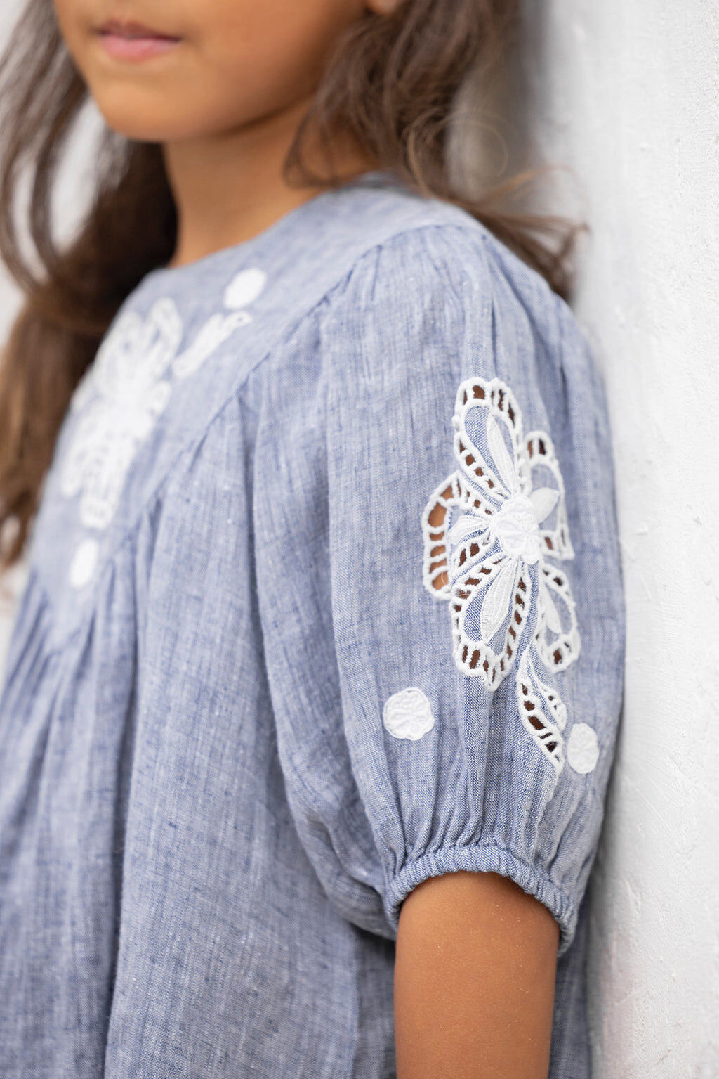 Blouse - Blue english embroidery