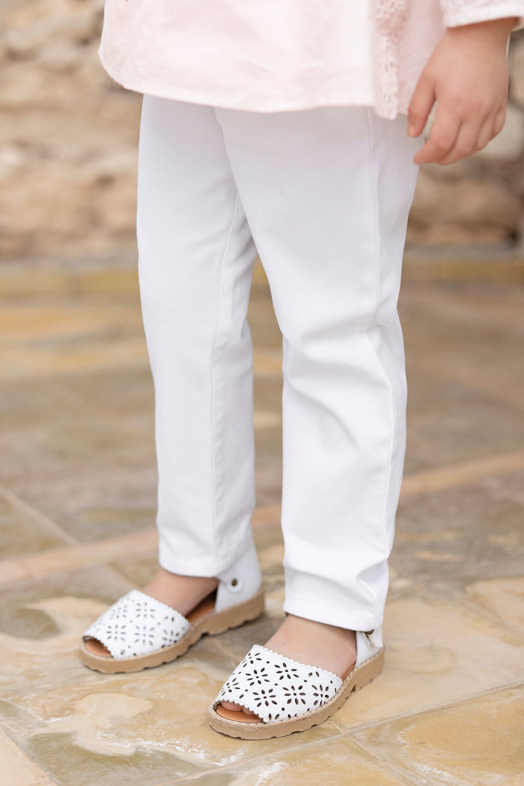 Trousers - White triple buttonhole