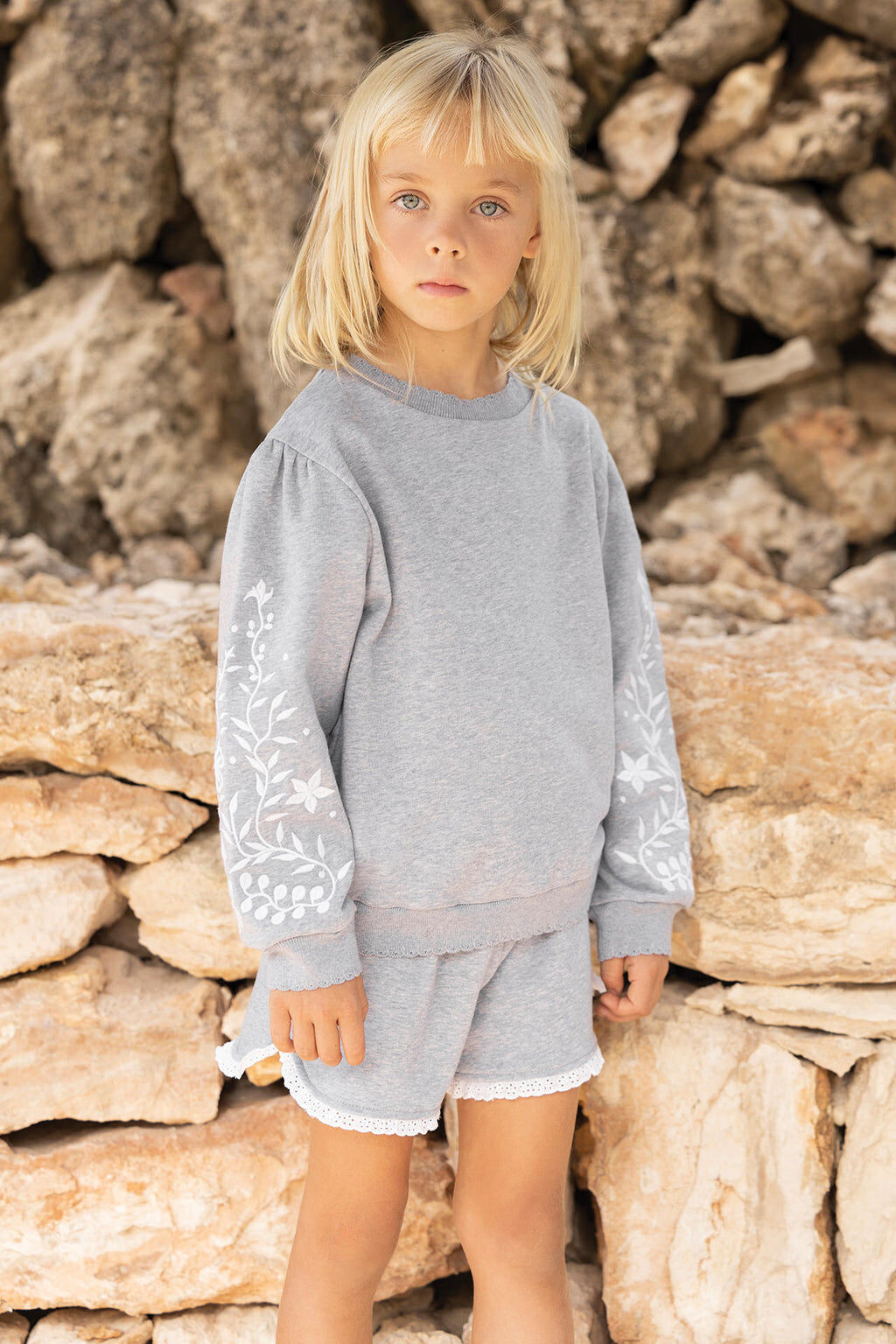 Sweater - Grey with embroidery
