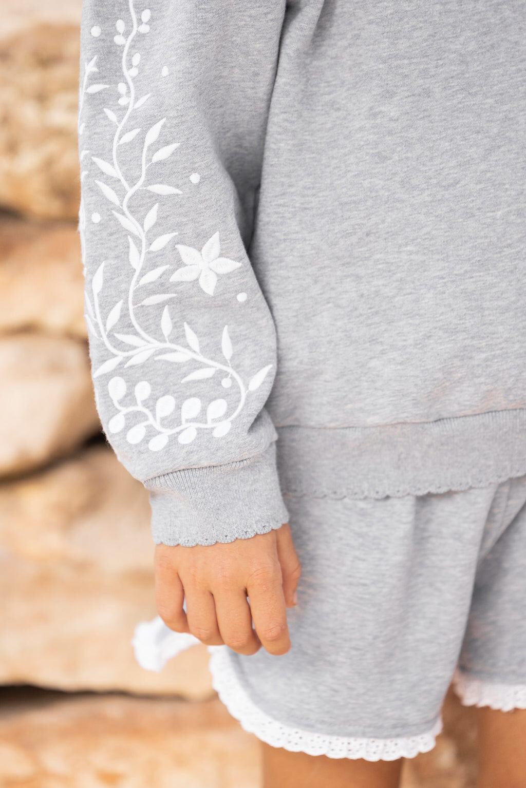 Sweater - Grey with embroidery