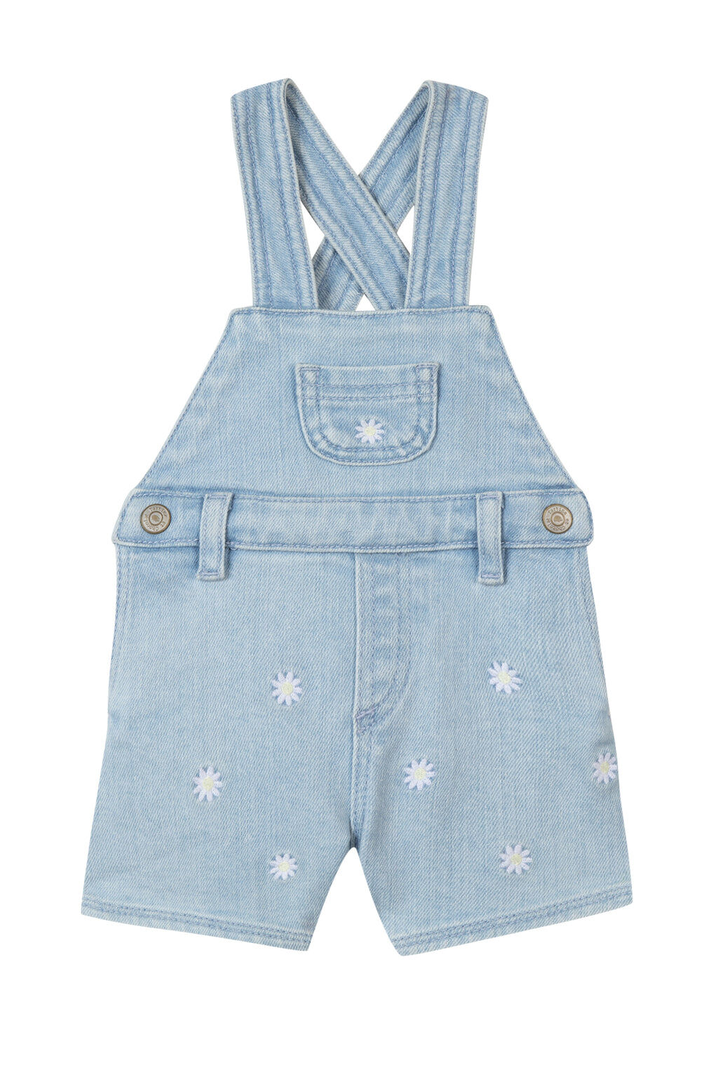 dungaree - Blue daisy embroidery