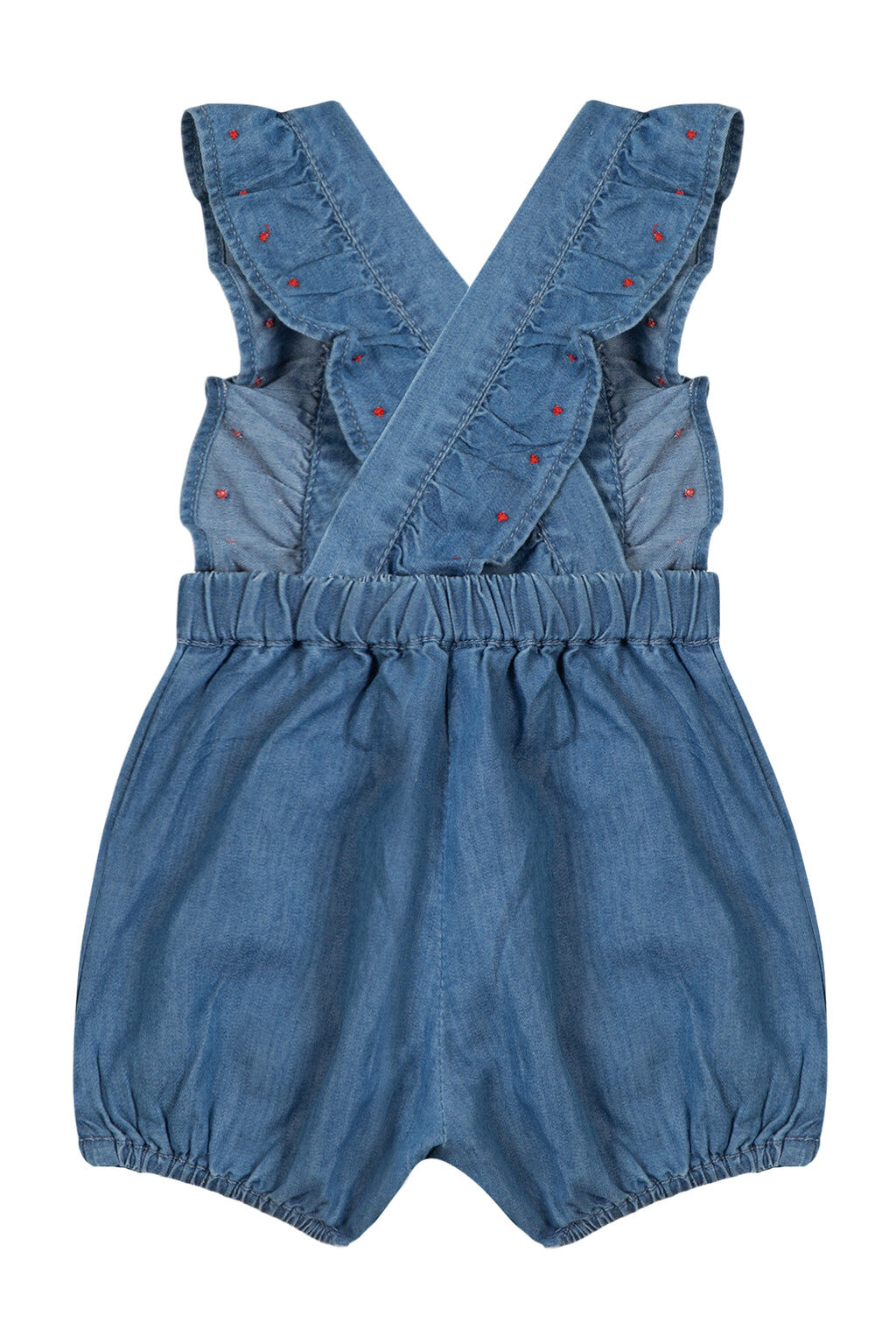 dungaree - Blue Floral Embroidery