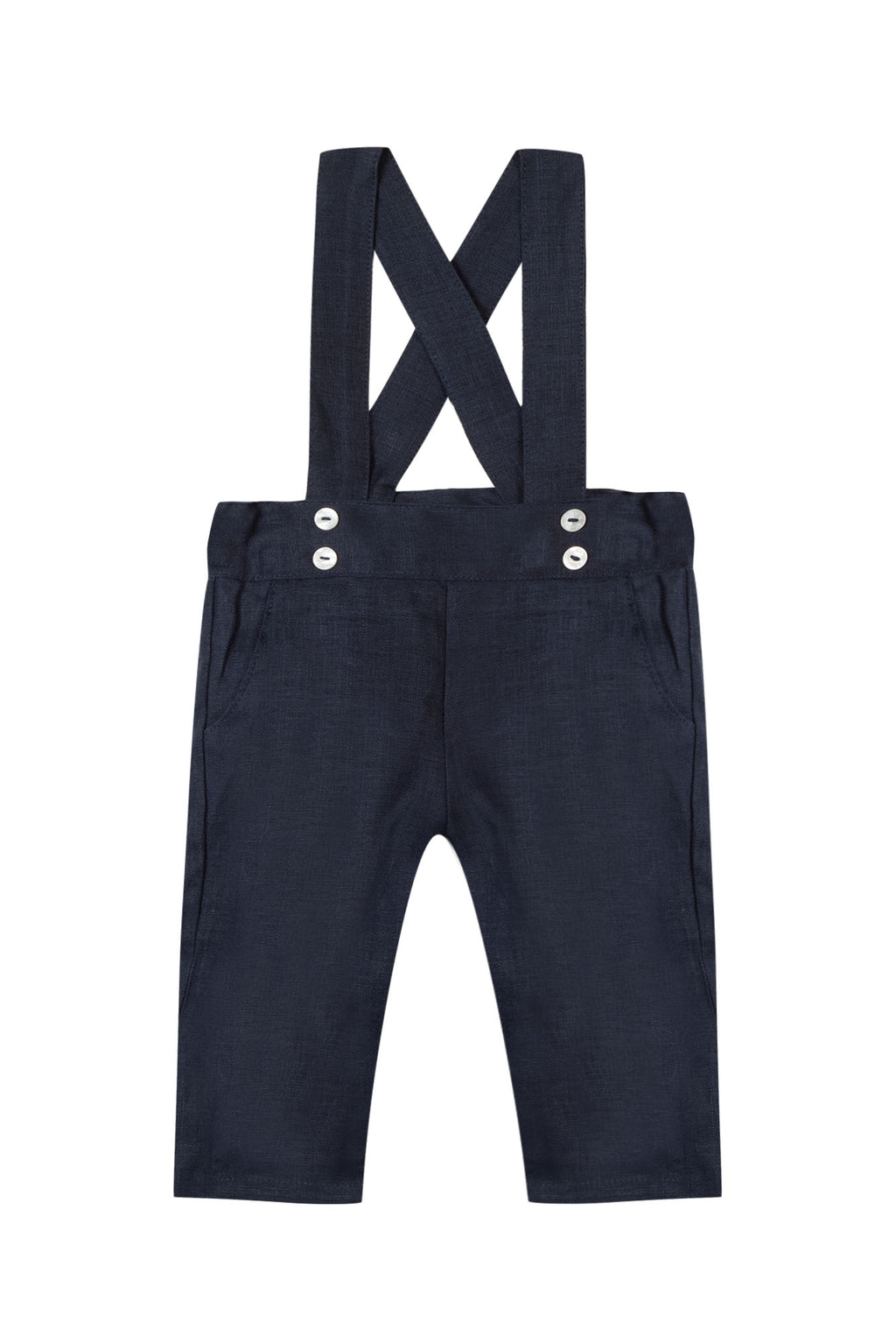 Trousers - Navy flax to Braces