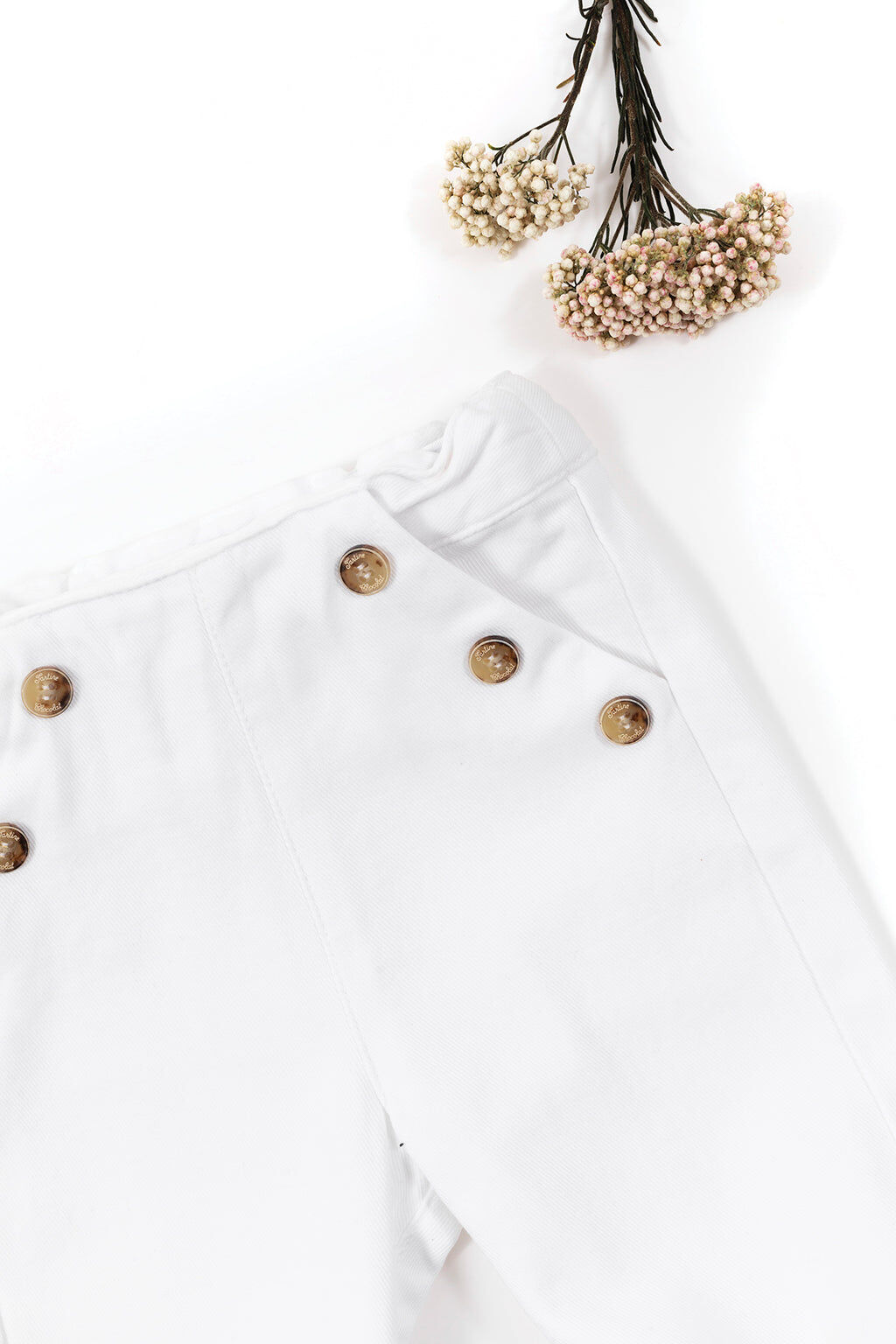Trousers - White triple buttonhole