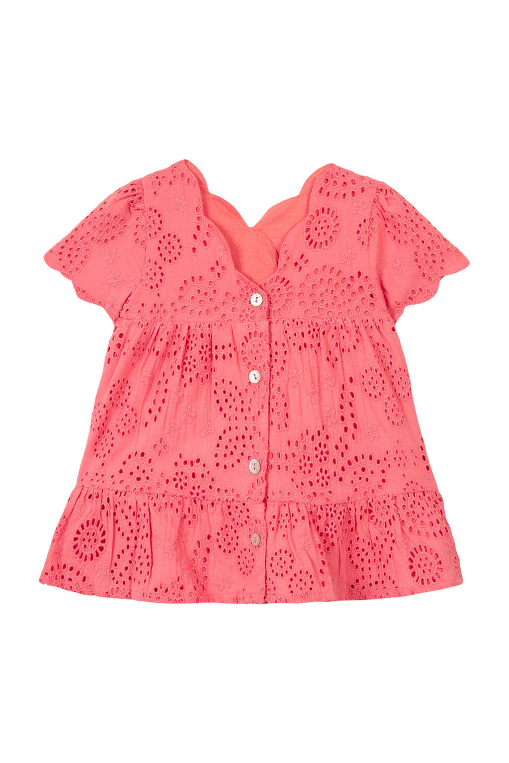 Dress - Cotton Pink english embroidery