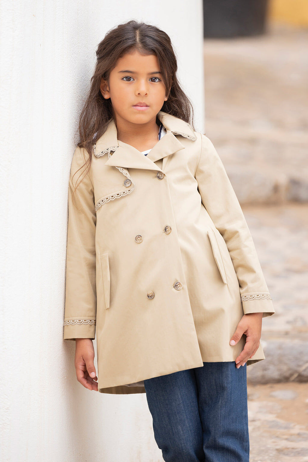 Trench Coat - Beige made of cotton