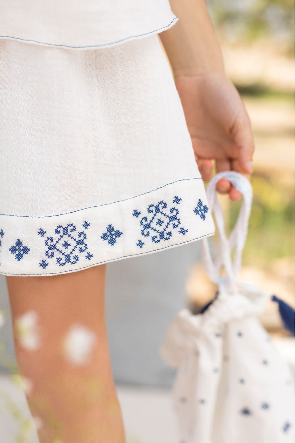 Skirt - Cotton gauze Embroidered