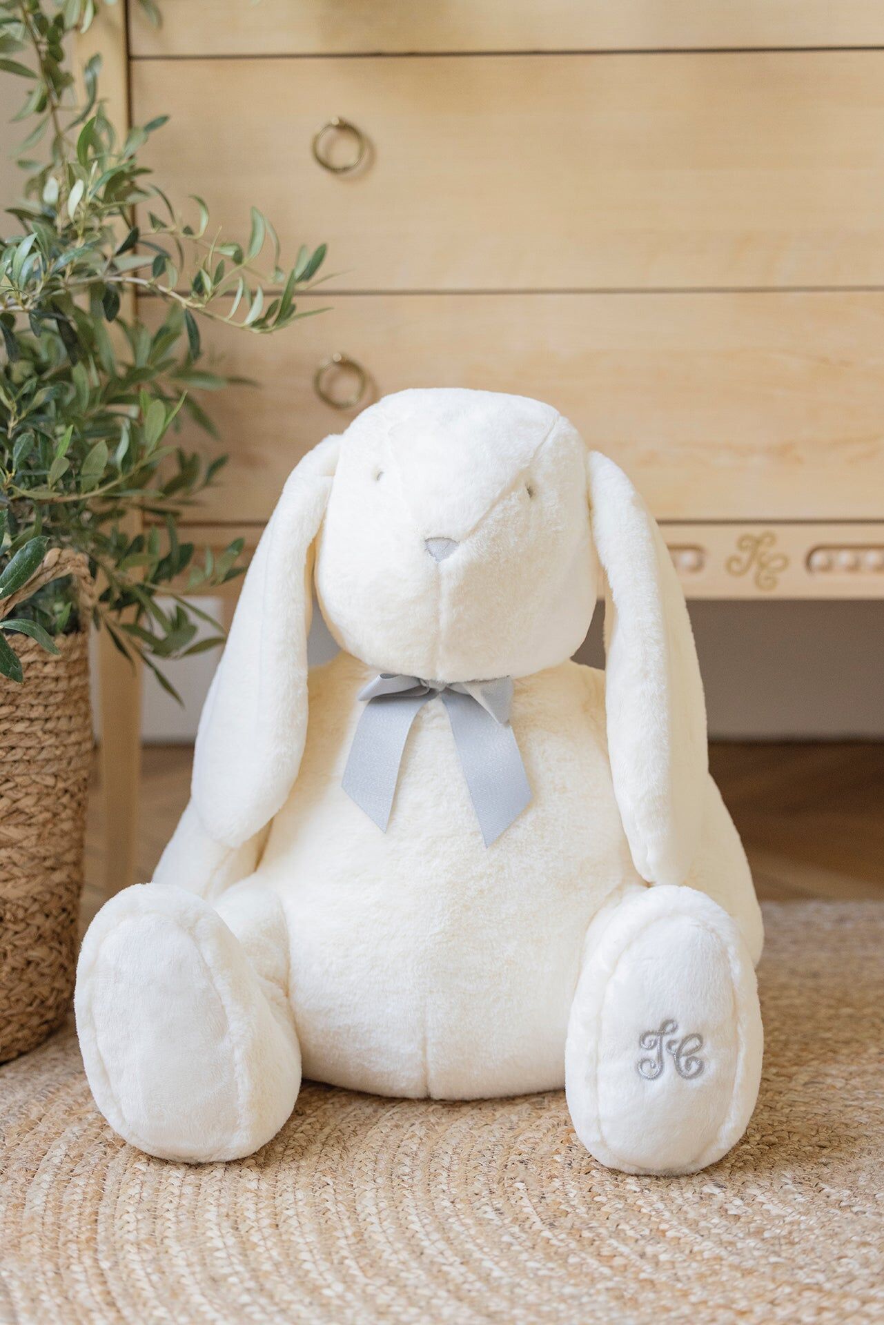 Peluche Lapin Merlin - blanc - 60 cm - Maïlou Tradition - Doudous Bio et  Peluches Made In France