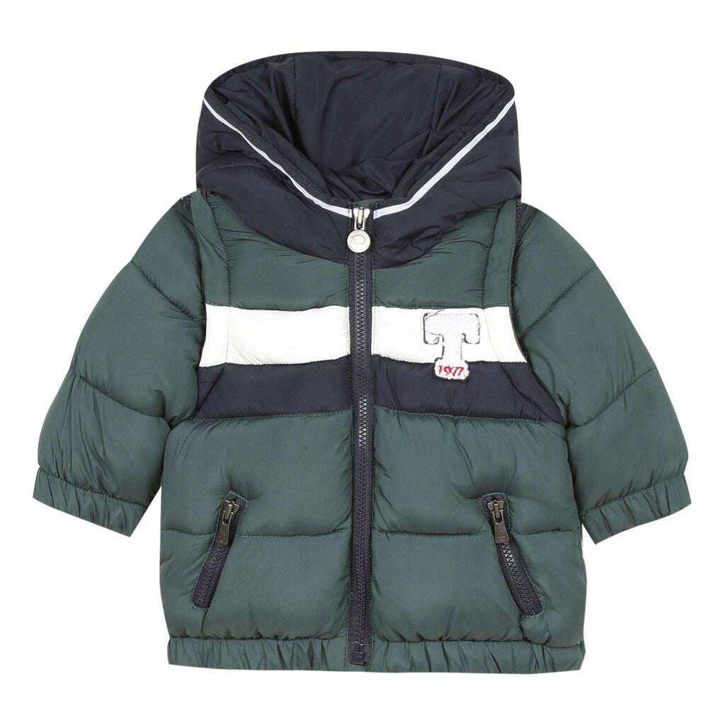 Down jacket - Green Tricolor foam removable sleeves