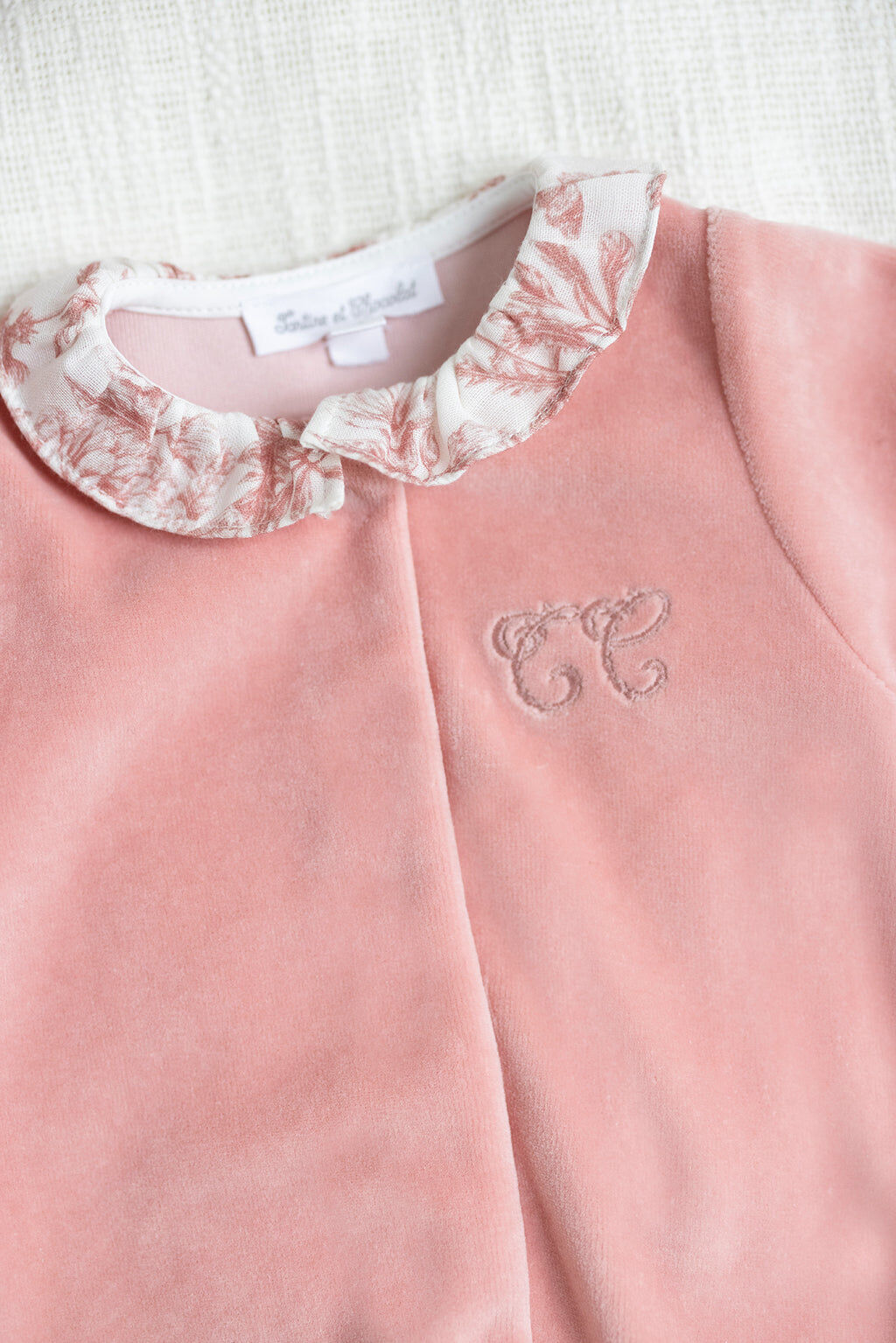 Pajamas - Pink in Velvet Toile de jouy
