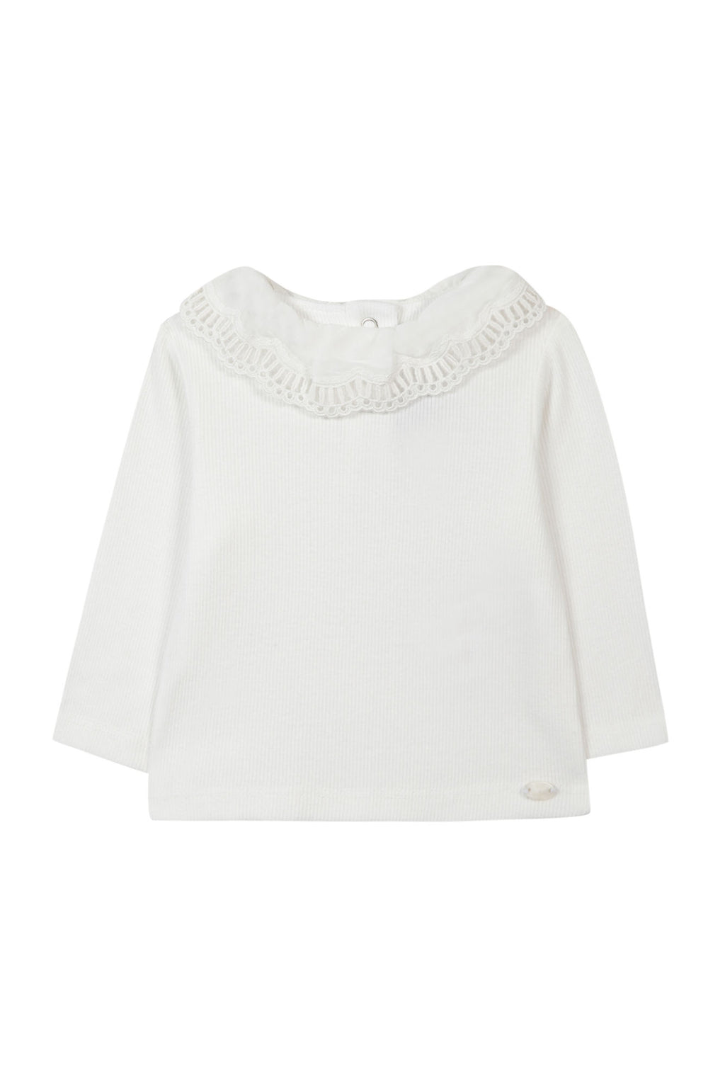 T-shirt - Mother-of-pearl Collar Embrodery English