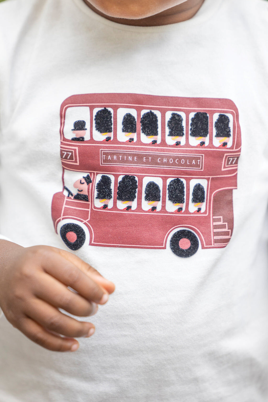 T-shirt - Ecru Tekening Londense bus