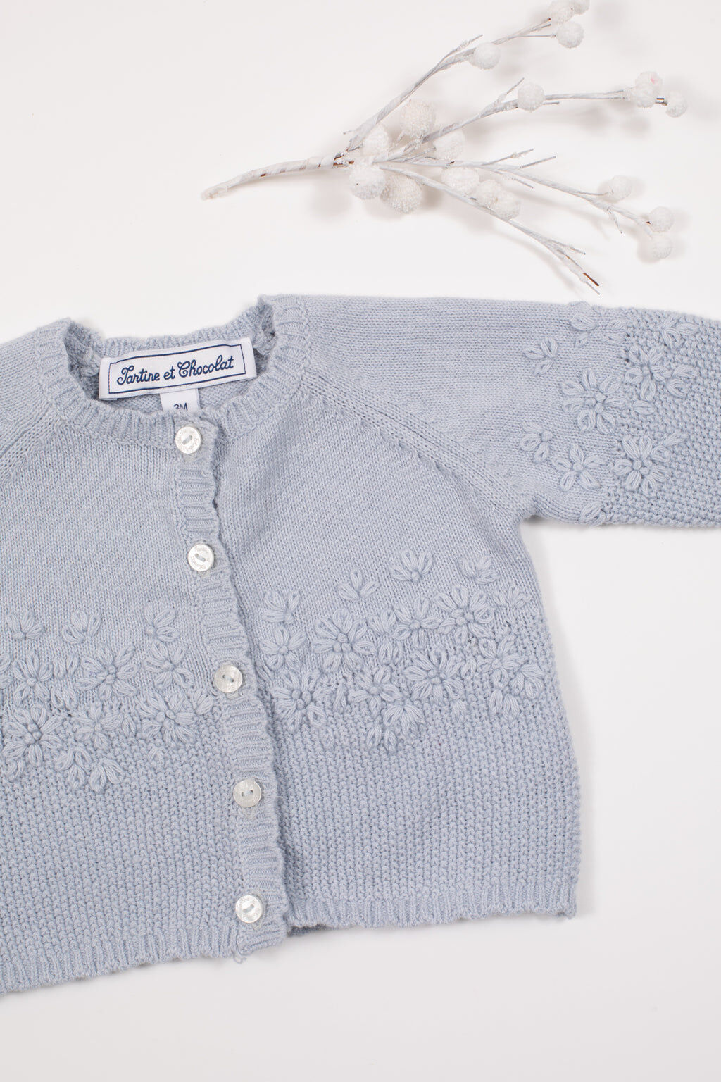 Cardigan - Blue  Embrodery by hand