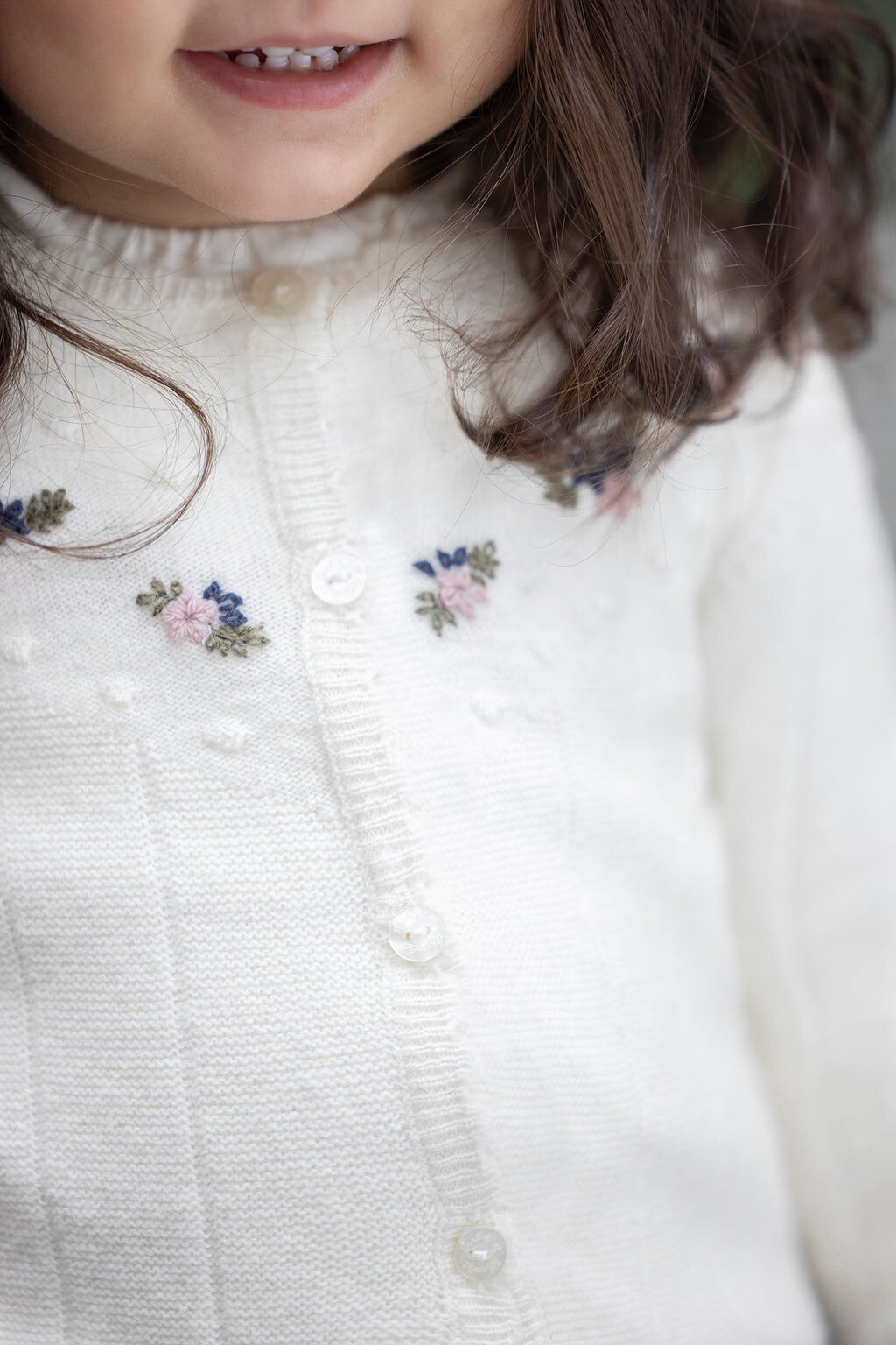 Cardigan - Mother-of-pearl Knitwear openwork Embroiderede