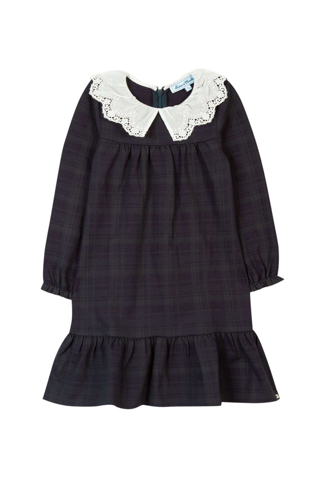 Dress - Navy Peter pan collar Embrodery English girl