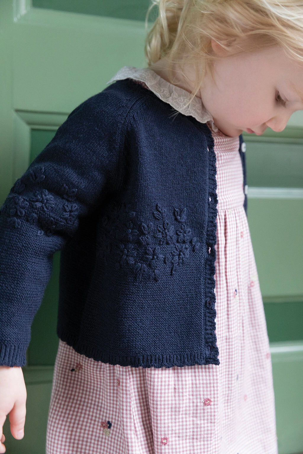 Cardigan - Navy Embrodery by hand