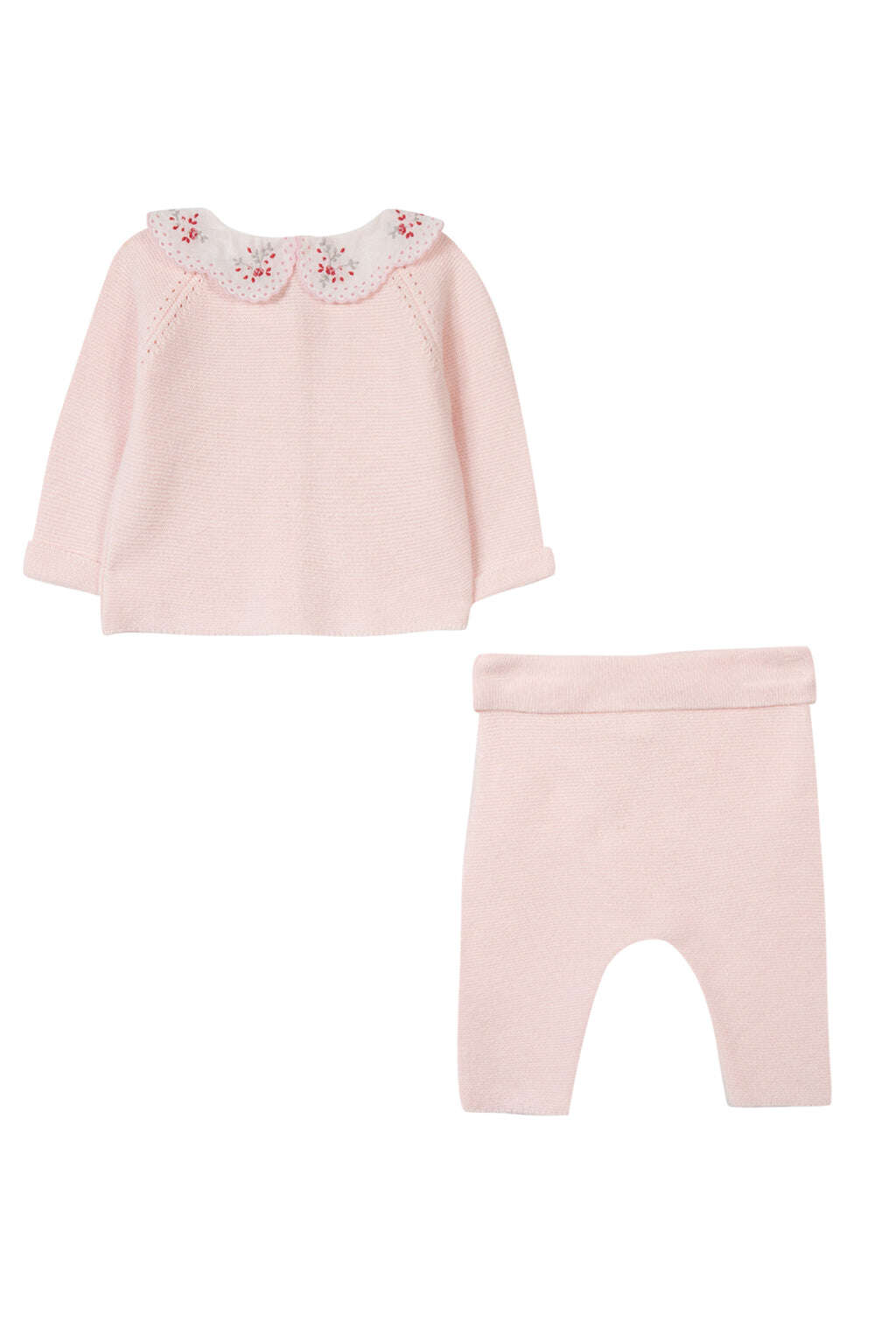 Outfit Long - Pale pink Collar Embroidered