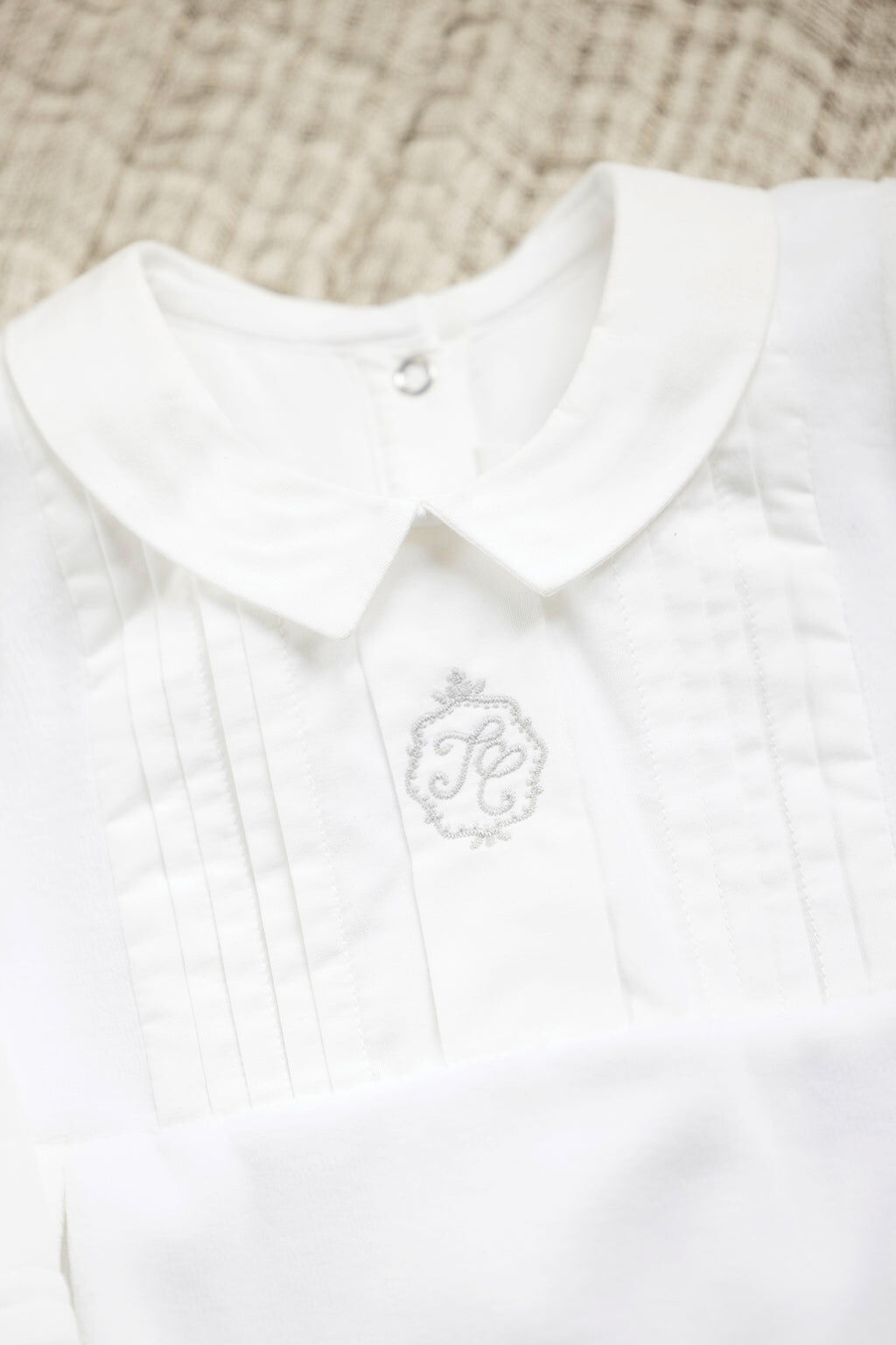Pyjama - Blanc velours col plastron