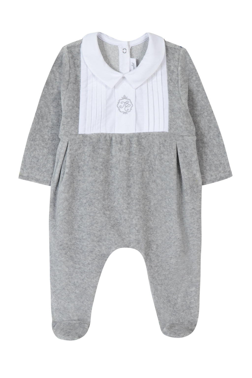 Pyjamas - Grey Velvet chestplate Pointed collar
