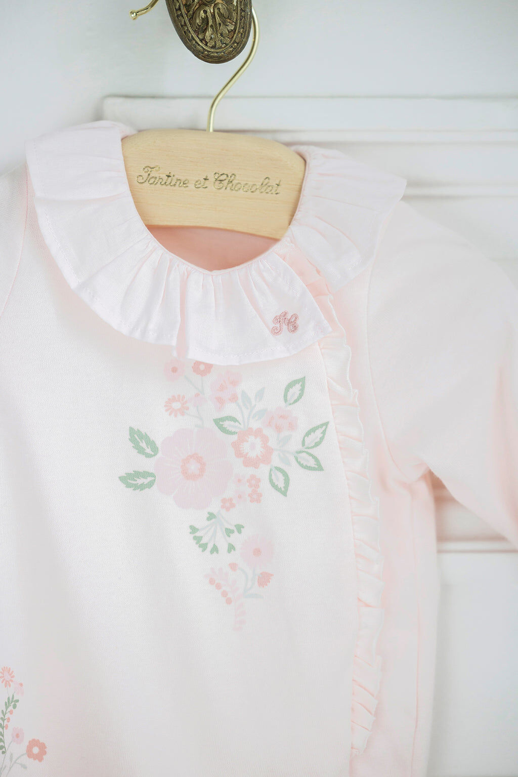Pyjamas - Pale pink flowery cotton