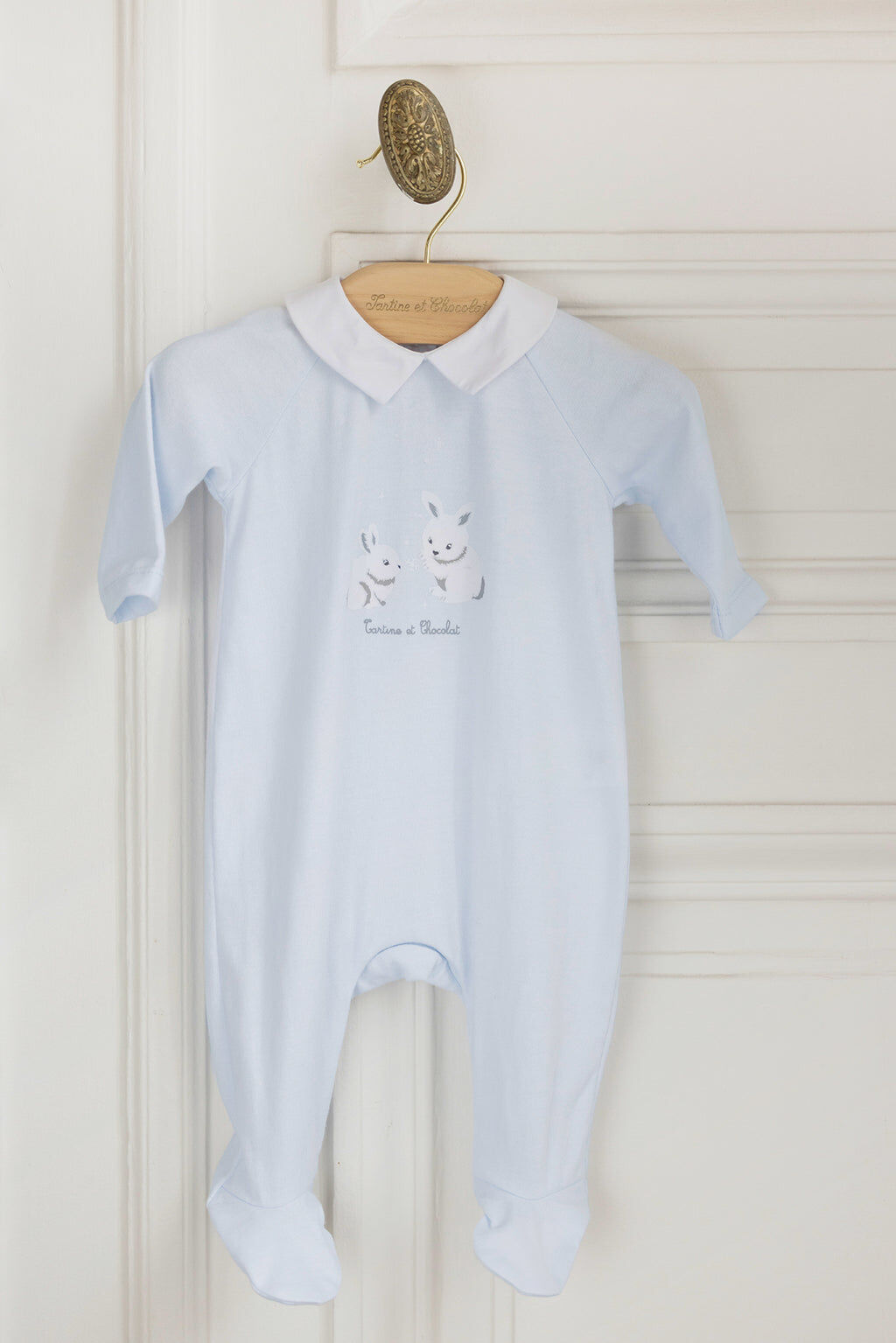 Pyjamas - Sky blue cotton Illustration rabbit