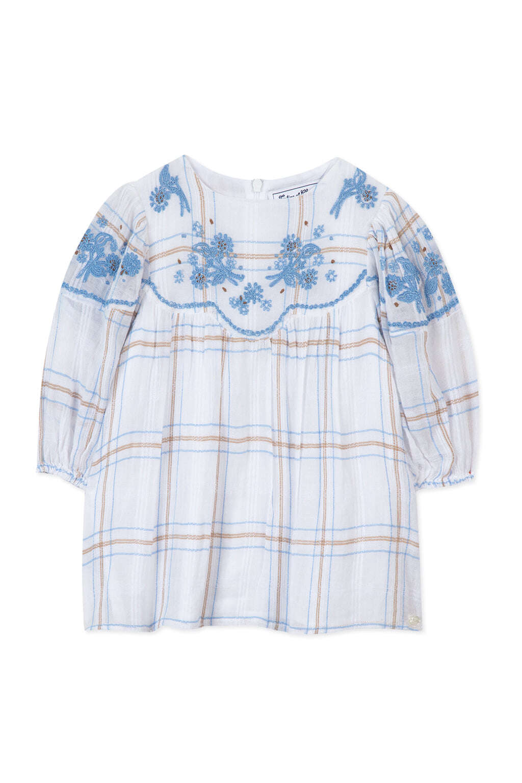 Blouse - White Check embroidery
