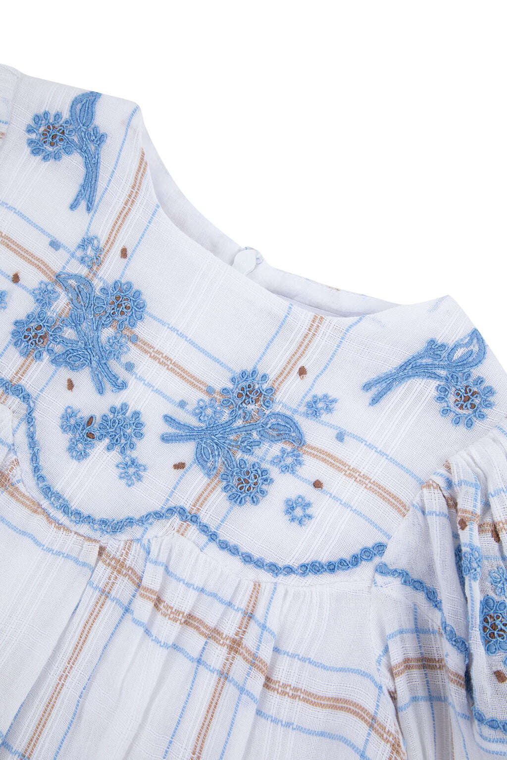 Blouse - White Check embroidery