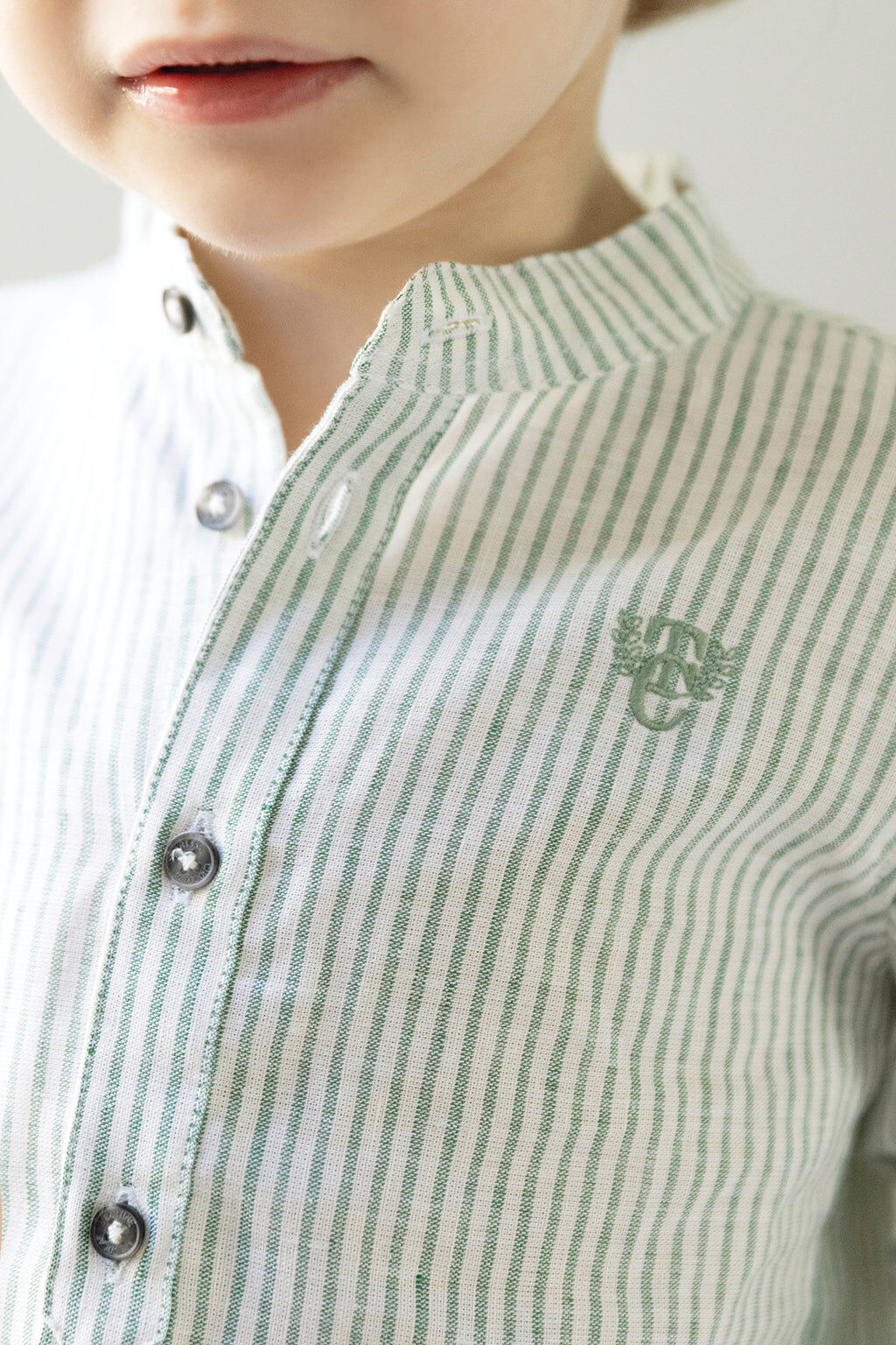 Shirt - Green Linen Stripes