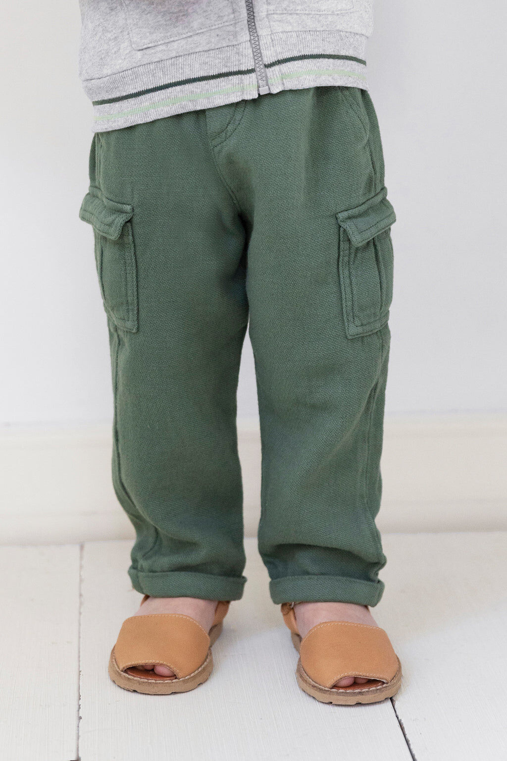 Trousers - Green cargo Linen