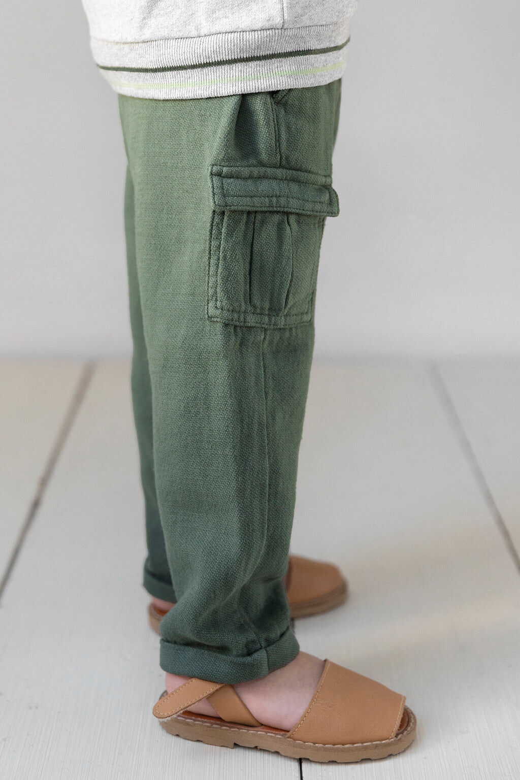 Trousers - Green cargo Linen