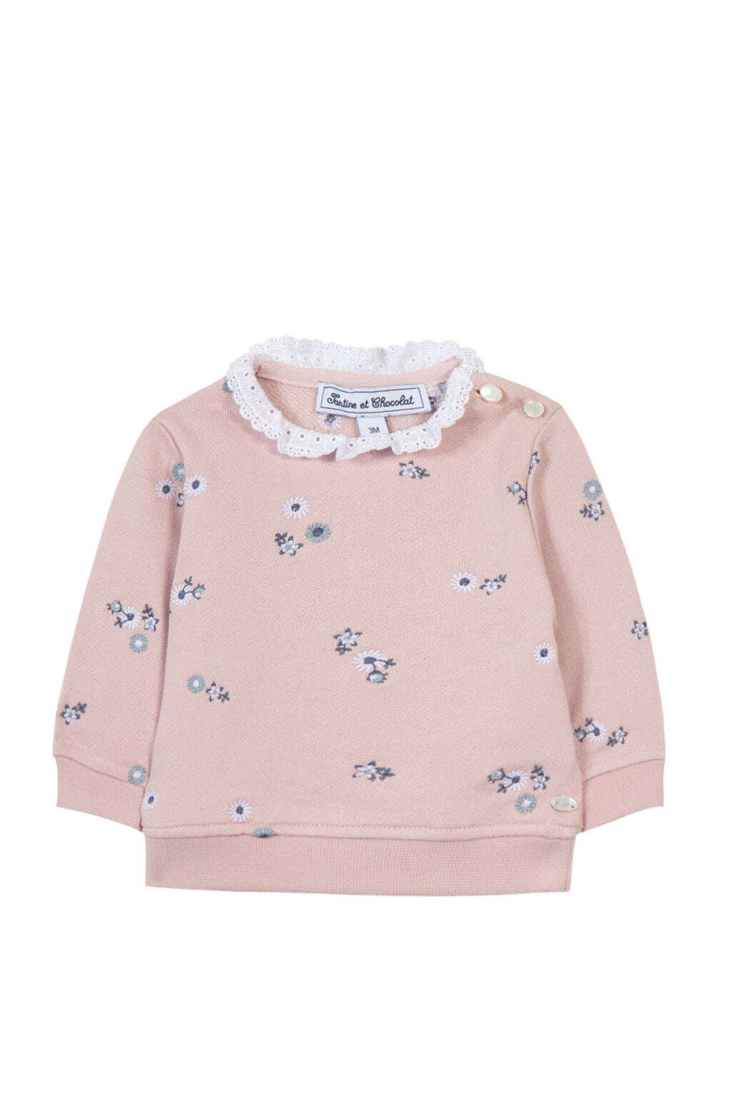 Sweat-shirt - Lilas broderie florale