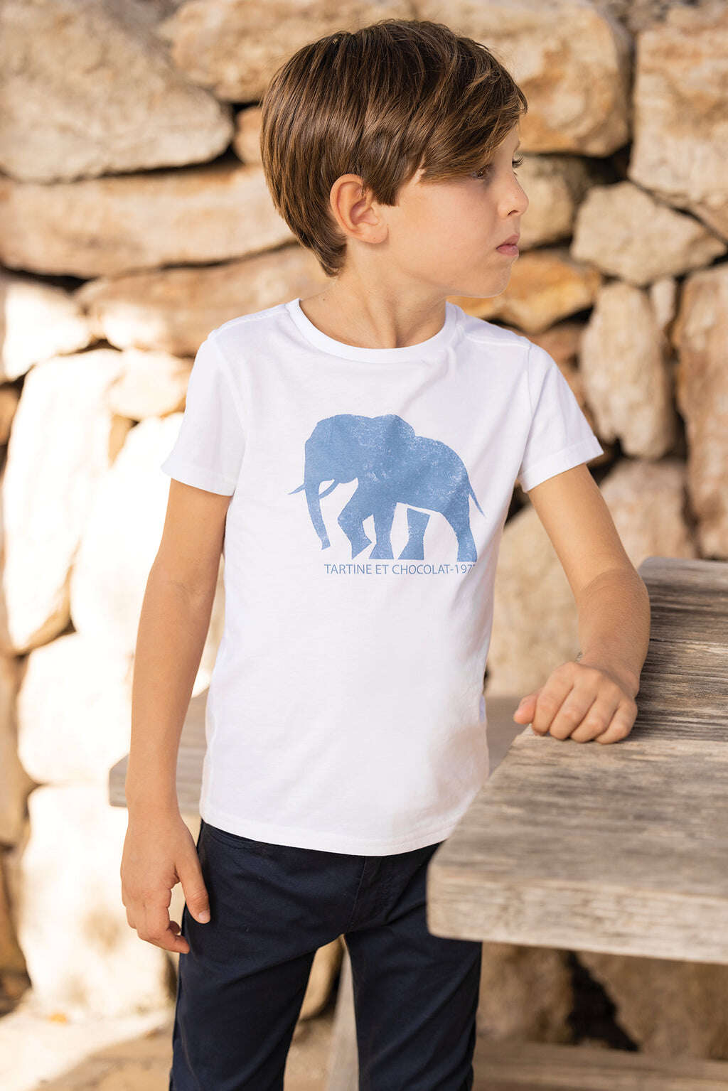 T-shirt - Blanc illustration éléphant